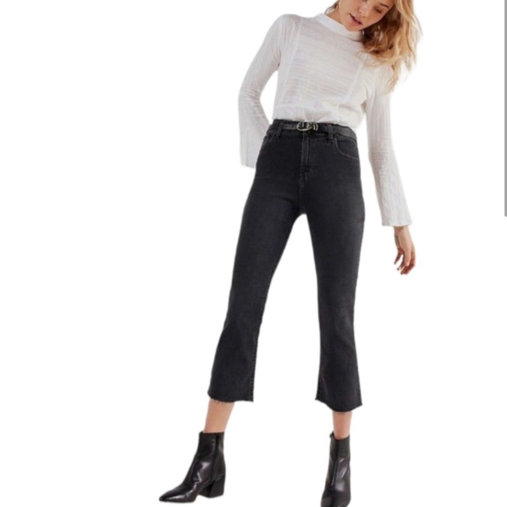BDG Kick flare cropped jeans with raw hem